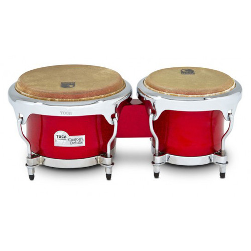 Toca Custom Deluxe Series 4600FR Fiberglass Bongos, Red Sparkle