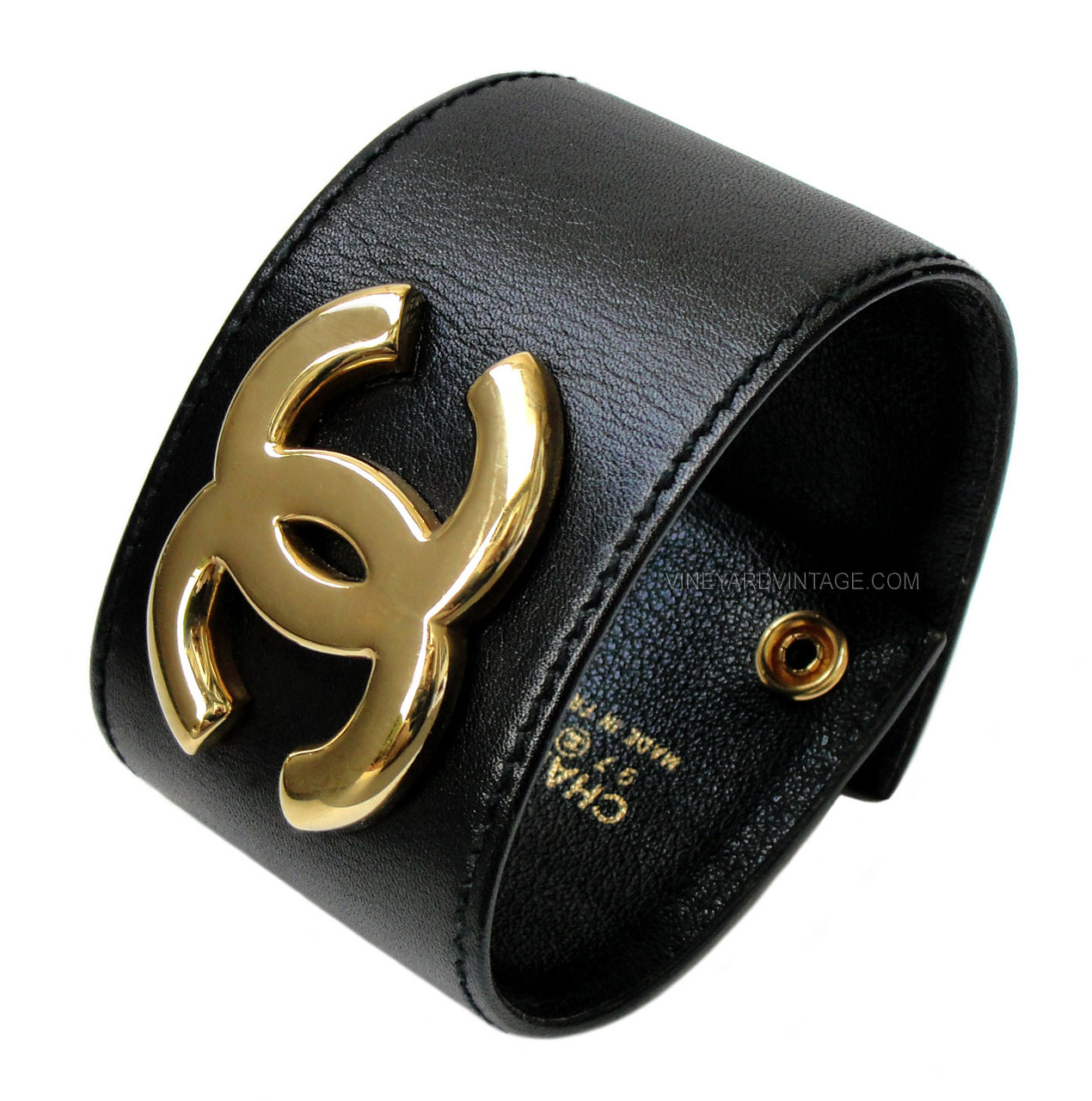 Chanel Black Leather & Gold Metal Bottle Holder '94 Vintage