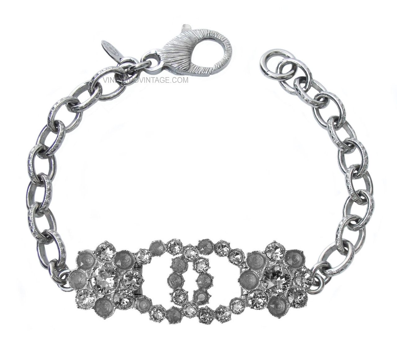 CHANEL PARIS SALZBURG CRYSTAL LOGO & FLOWER BRACELET