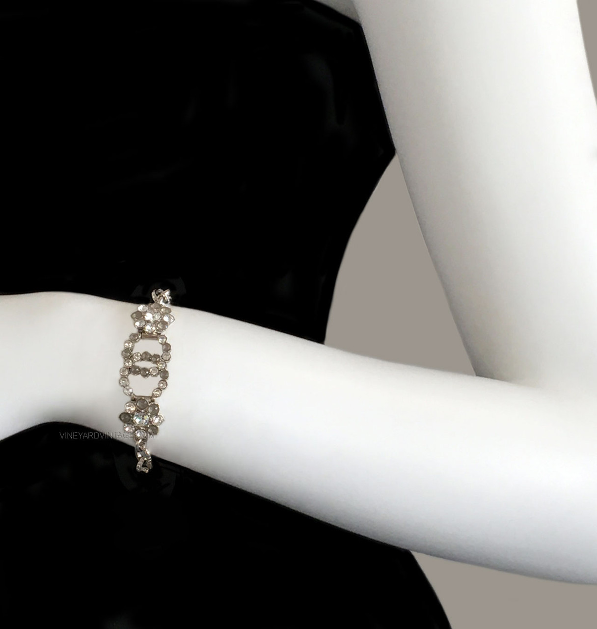 CHANEL PARIS SALZBURG CRYSTAL LOGO & FLOWER BRACELET