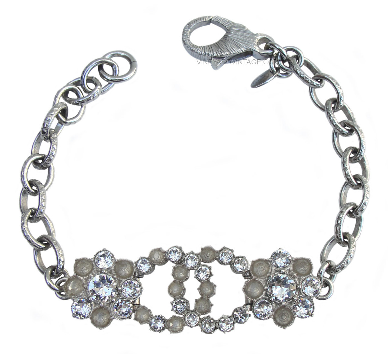 CHANEL PARIS SALZBURG CRYSTAL LOGO & FLOWER BRACELET