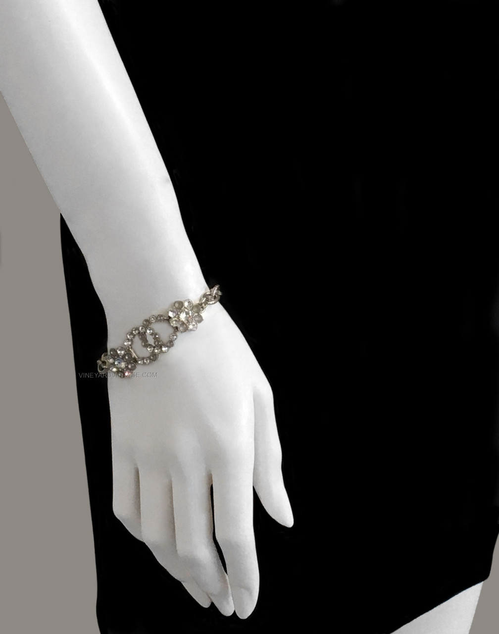 CHANEL PARIS SALZBURG CRYSTAL LOGO & FLOWER BRACELET
