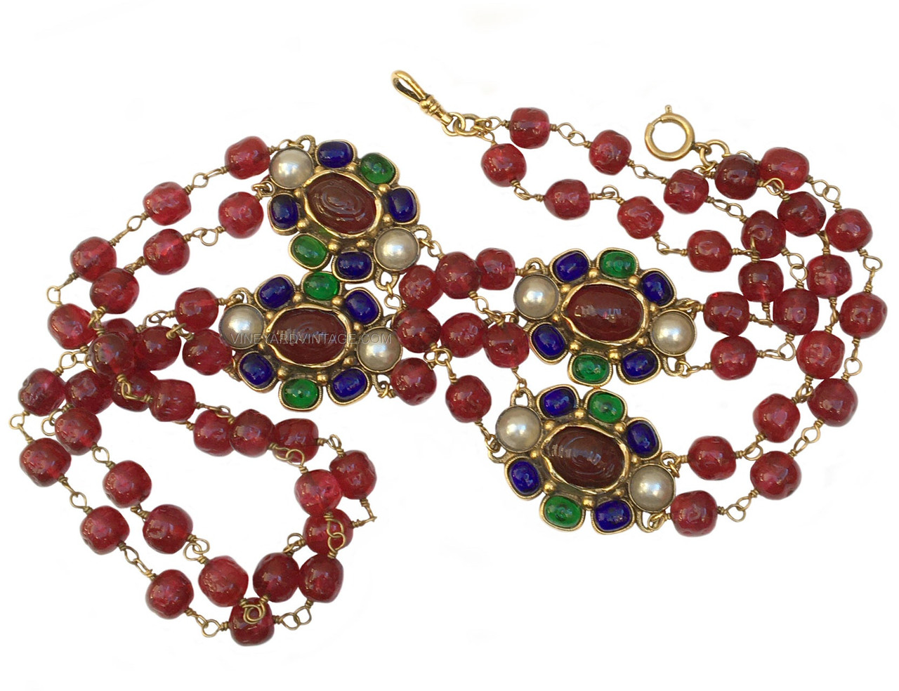 Chanel 1984 Very Vintage Gripoix & Pearl Double Strand Four