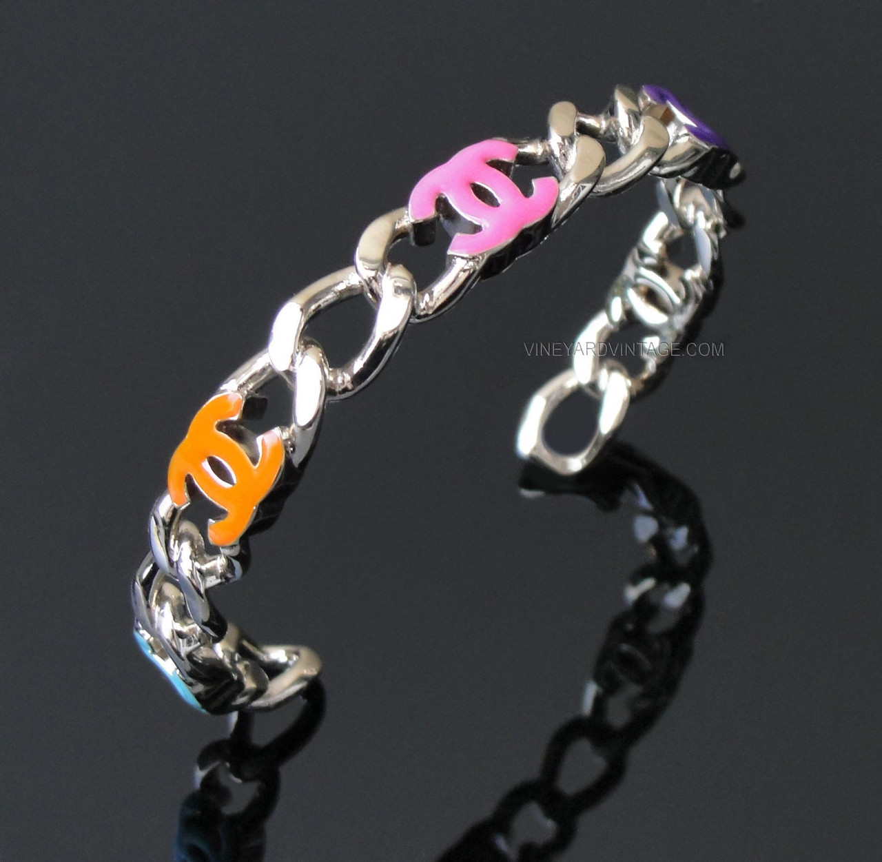 Chanel Rare Cruise 2024 Colorful Enamel Logo & Chain Link Cuff