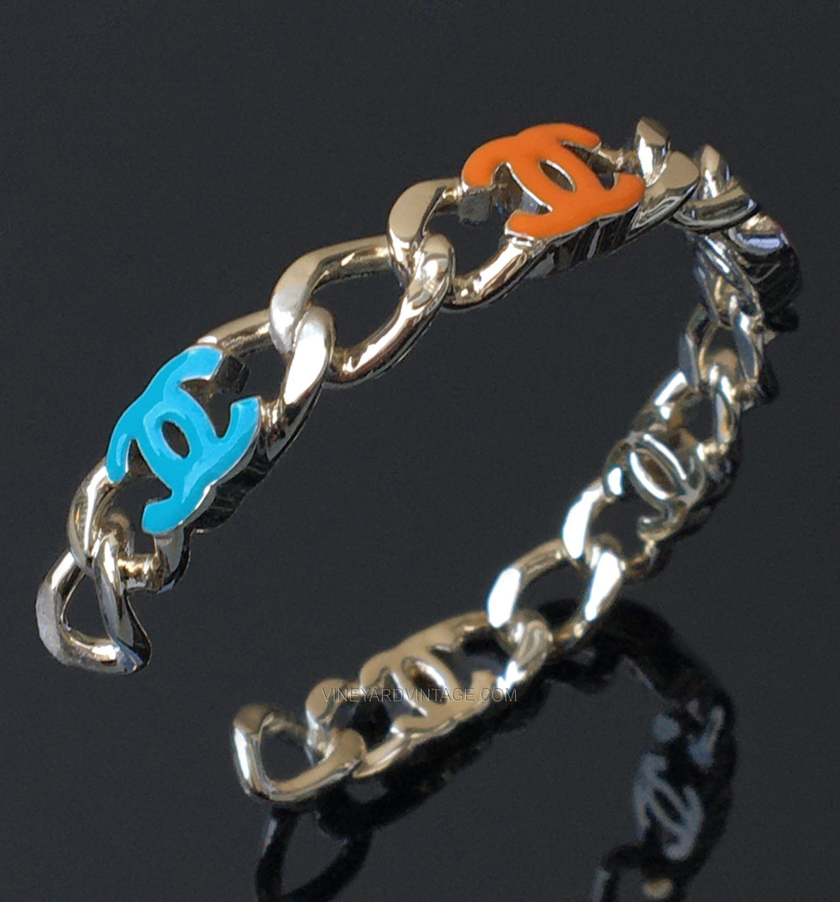 Chanel Rare Cruise 2024 Colorful Enamel Logo & Chain Link Cuff