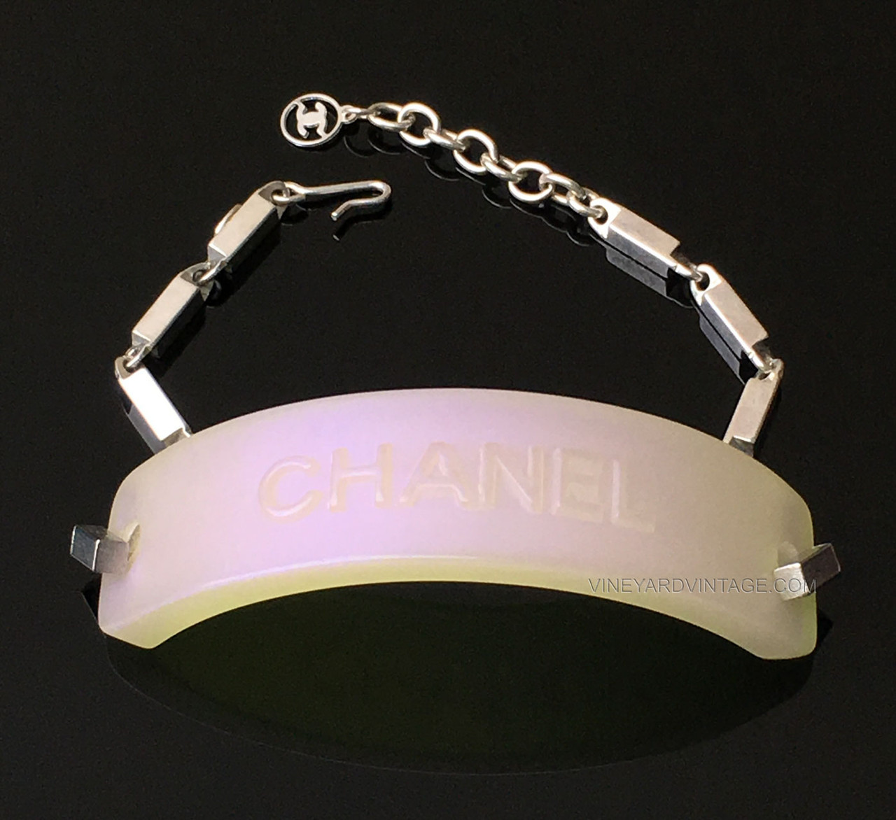 Leather Padded Bracelets with Engraved  Installed Plate  Silver Hardware