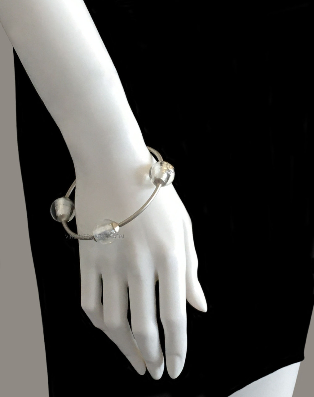 CHANEL VINTAGE GLASS ORB AND CC LOGO BANGLE BRACELET