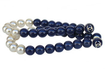 Chanel Blue Bead, Pearl & CC Logo Two-Way Earrings