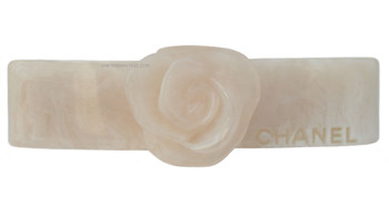 Chanel Vintage Engraved Camellia Swirled Barrette