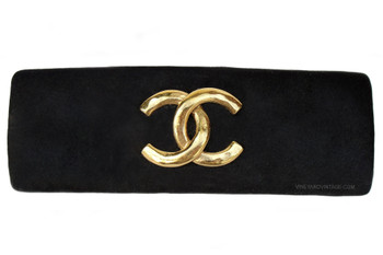 CHANEL VERY VINTAGE BLACK & GOLD CC LOGO BARRETTE