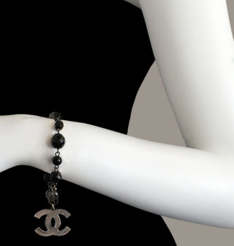 Chanel Bead, Pearl & Large Etched CC Logo Bracelet