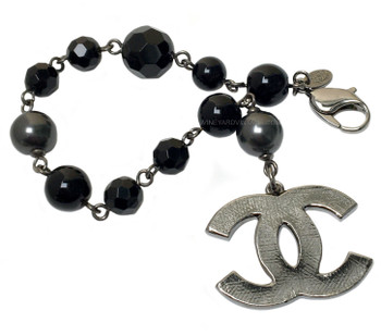 Chanel Bead, Pearl & Large Etched CC Logo Bracelet