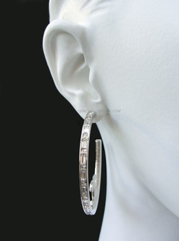 Chanel Crystal Filled Floating CC Logo Hoop Earrings Chanel Crystal Filled Floating CC Logo Hoop Earrings
