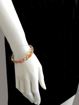 Chanel Cruise 2024 Colorful Enamel CC Logo & Chain Link Cuff Bracelet