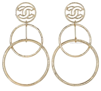 Chanel Cuba Collection Intertwined Hoop & CC Logo Earrings as seen on Khloe Kardashian