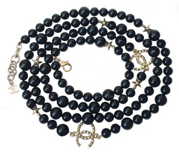 CHANEL CUBA CRUISE BLACK BEAD, CC LOGO & PUFFED STAR NECKLACE