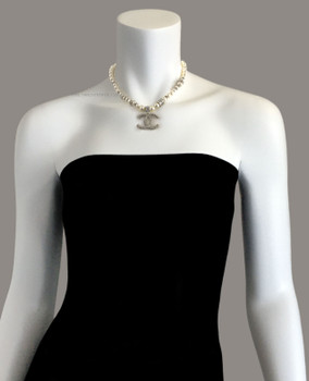 Chanel Pearl, Crystal Rondell & Crystal Filled CC Logo Necklace