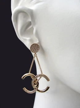 Chanel Fall/Winter 2026 Crystal CC Logo Marionette Earrings
