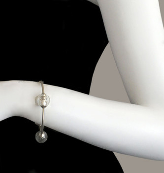 Chanel Vintage Glass Orb & CC Logo Bangle Bracelet