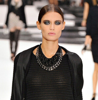 Chanel Black Tweed & Chain Link Bib Necklace