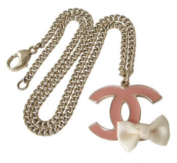 Chanel Cruise Collection Pink Logo & Bow Necklace