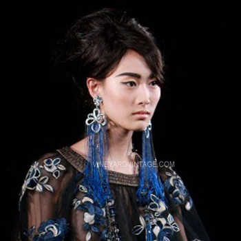 Chanel 10" Paris-Shanghai Ornate Silk Tassel Earrings as seen on Dita Von Teese