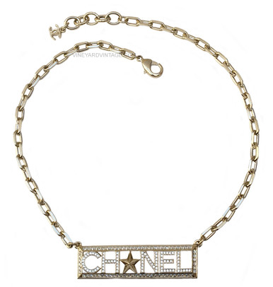 CHANEL CUBA CRUISE NAMEPLATE CRYSTAL & STAR NECKLACE