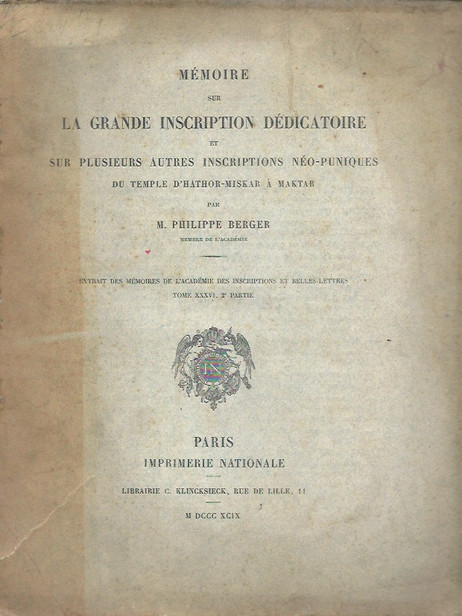 Mémoire sur la grande inscription dédicatoire