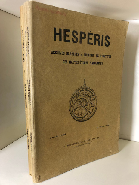 HESPERIS. Archives Berbères et Bulletin de l'Institut des Hautes Etudes Marocaines. 1938