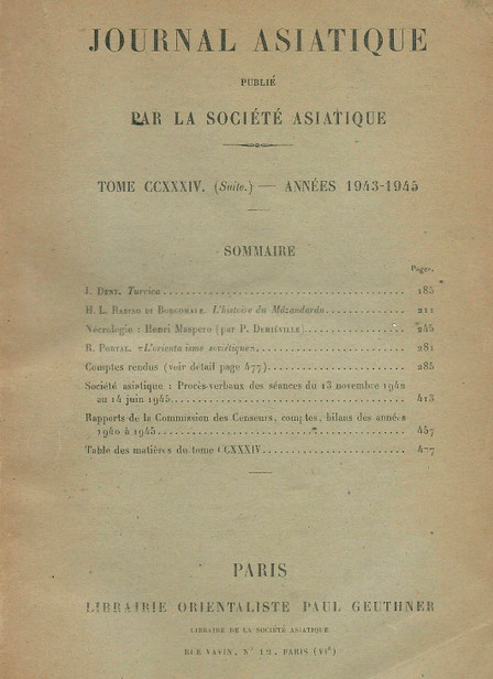 JOURNAL ASIATIQUE- Tome CCXXXIV. 1943-1945