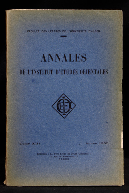 Annales de l’Institut d’Etudes Orientales. Tome XIII. Année -1955