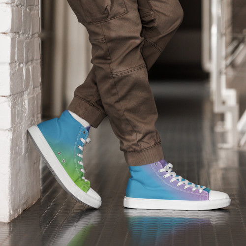 Ocean Blue Men’s high top canvas shoes