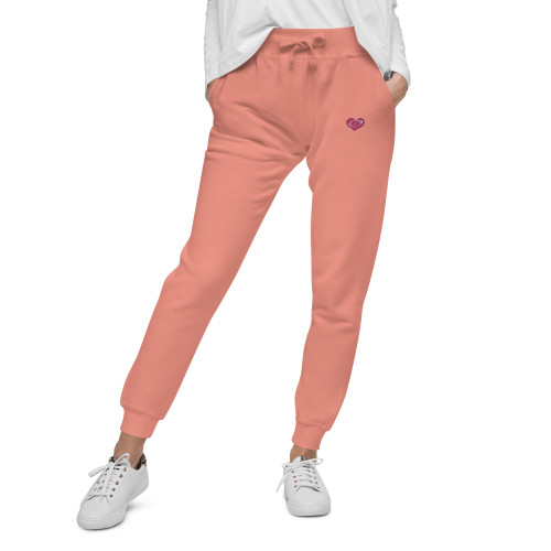 Women's Pink Heart Symbol fleece sweatpants (XS-M)