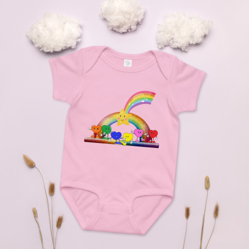 Little Hearts Rainbow Baby jersey bodysuit