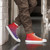 Fire Red Men’s high top canvas shoes