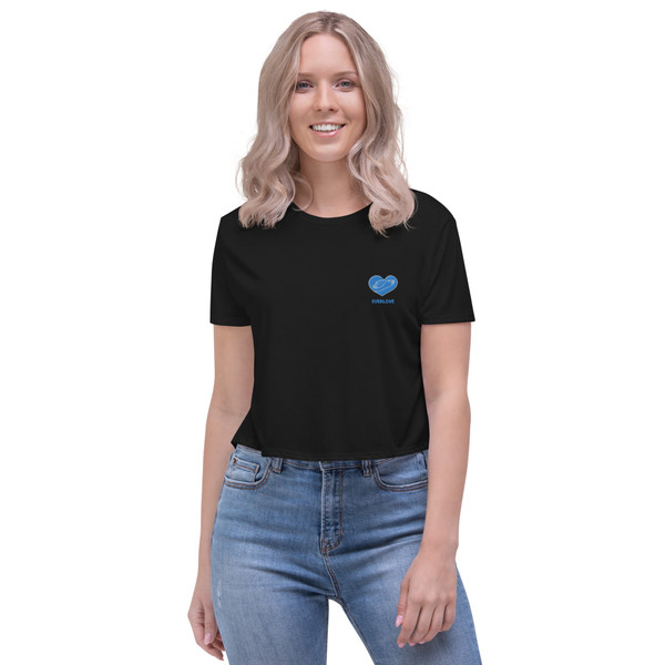 Blue Heart Symbol Crop T-shirt