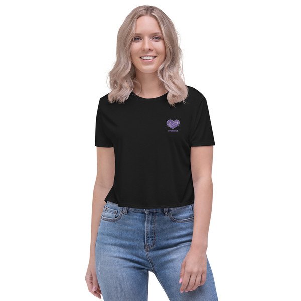 Embroidered Purple Heart Symbol Crop T-shirt