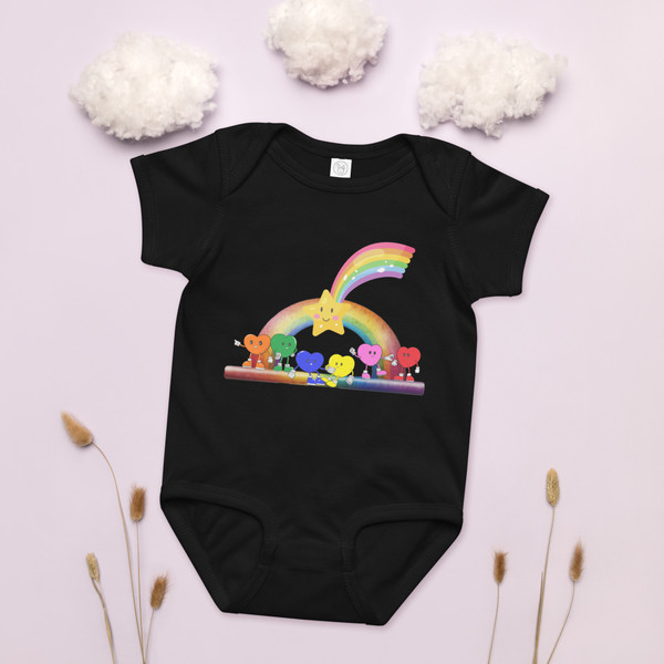 Little Hearts Rainbow Baby jersey bodysuit