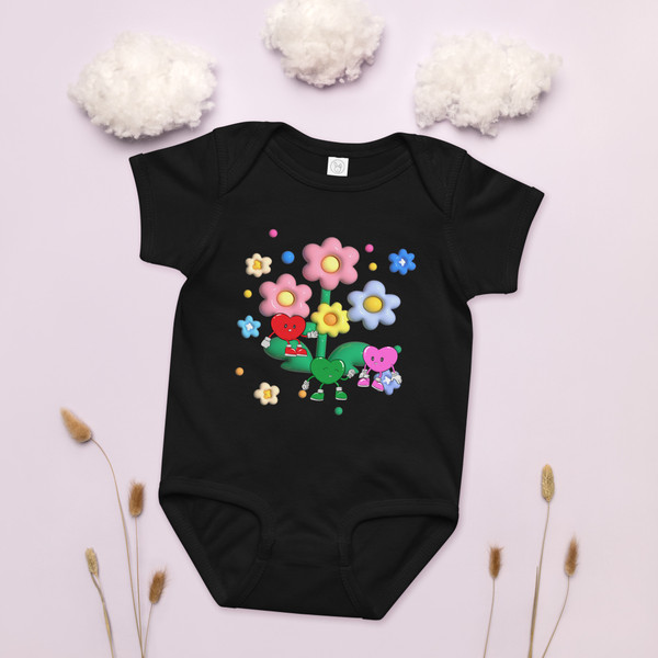 Little Heart Flowers Baby jersey bodysuit