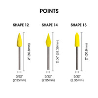 Sunburst Points 3/32'' White 90 Grit Size (S/C) SHAPE 12 12/Bx