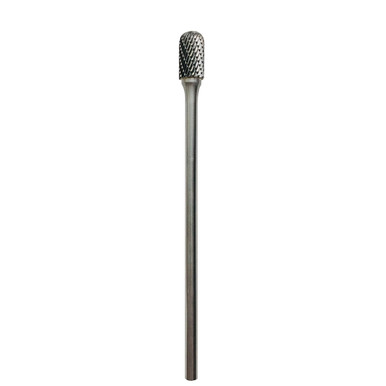 TEMO SC-5L6 Double Cut Carbide Burr – 1/2" Cylinder Ball Head, 1/4" Shank X 6" Long, For Steel & Cast Iron Up To HRC65