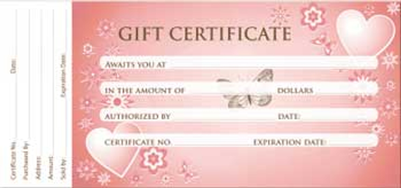 Gift Certificate - 50ct / Design Heart & Butterfly (GC108)