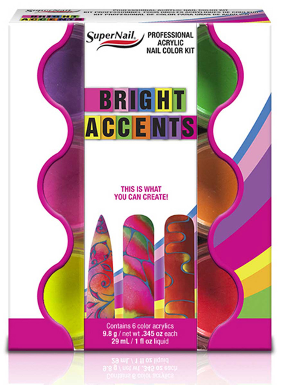 SuperNail Bright Accents 6pc Colored Acrylic Kit