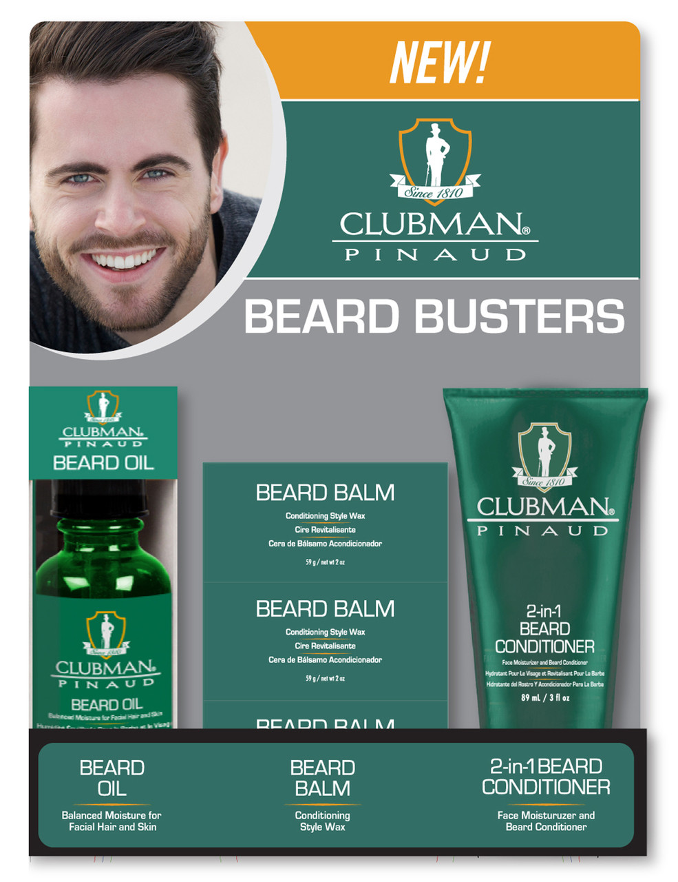 Clubman Pinaud Beard 9 Pieces Display