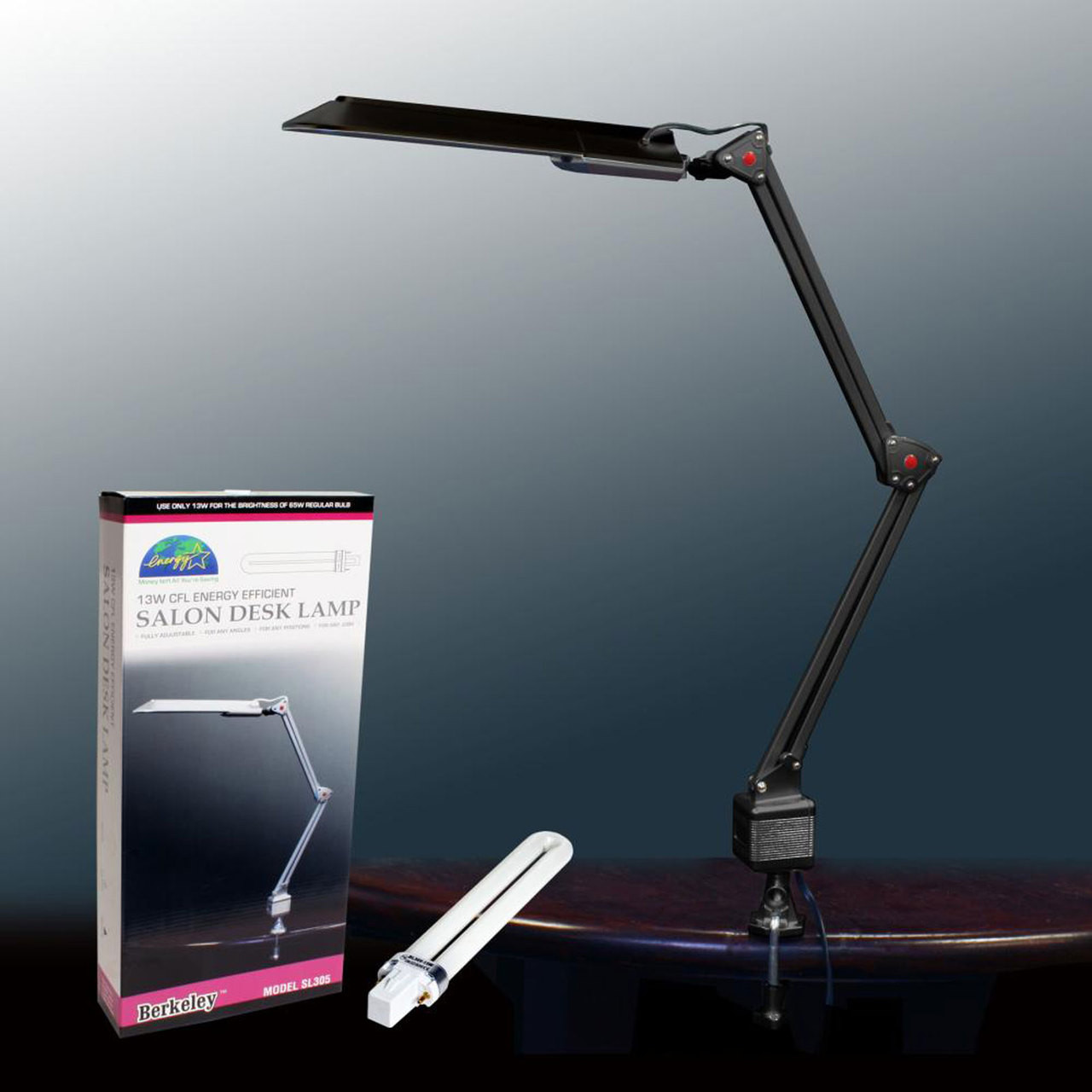 Energy Efficent Salon Desk Lamp with Bulb 13W Black