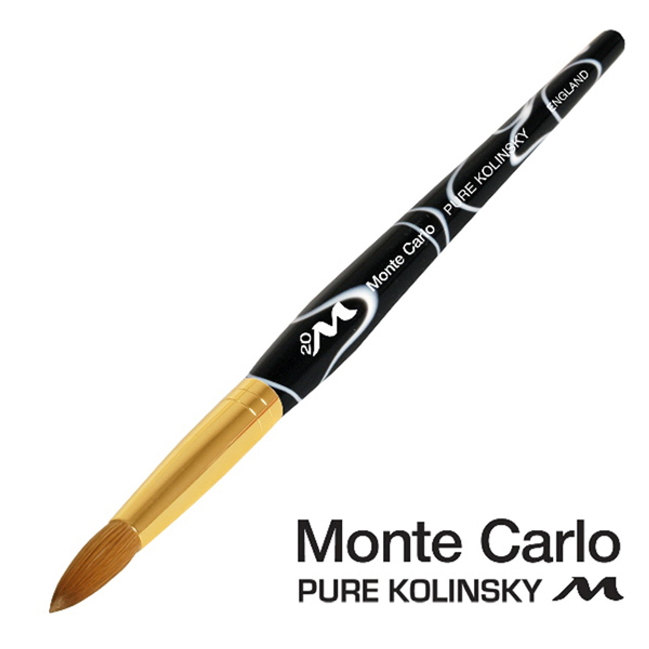 Monte Carlo Kolinsky Black Marble Acrylic Handle/Nail Brush #20