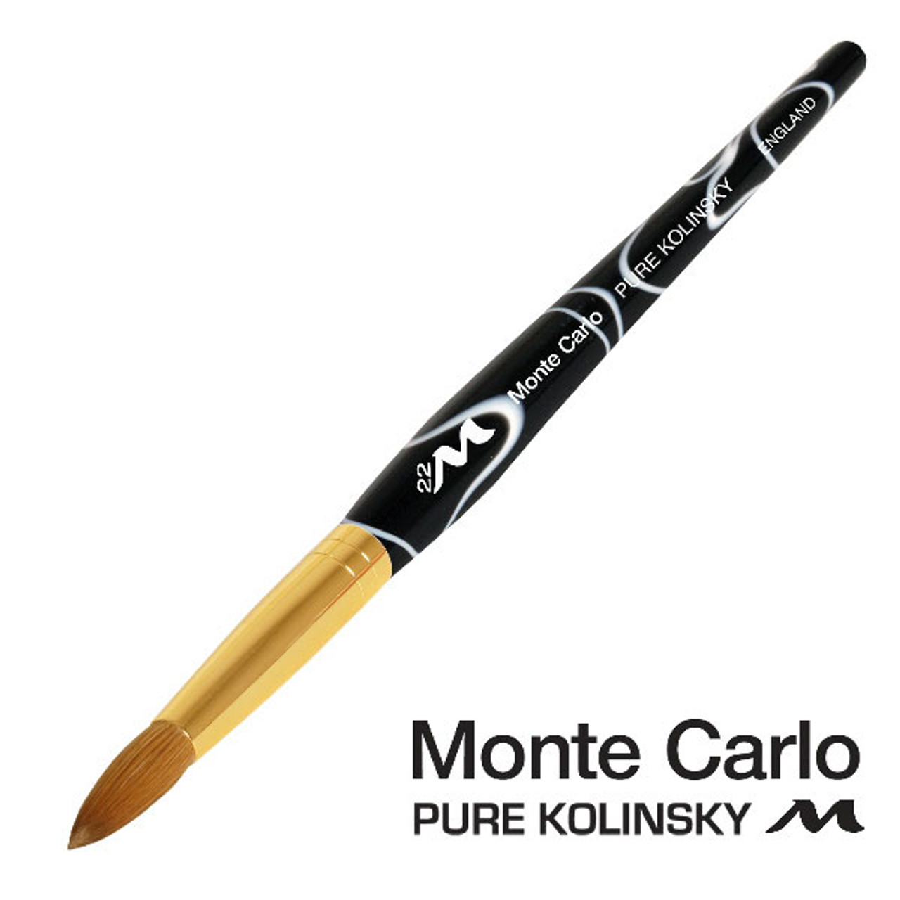 Monte Carlo Kolinsky Black Marble Acrylic Handle/Nail Brush #22