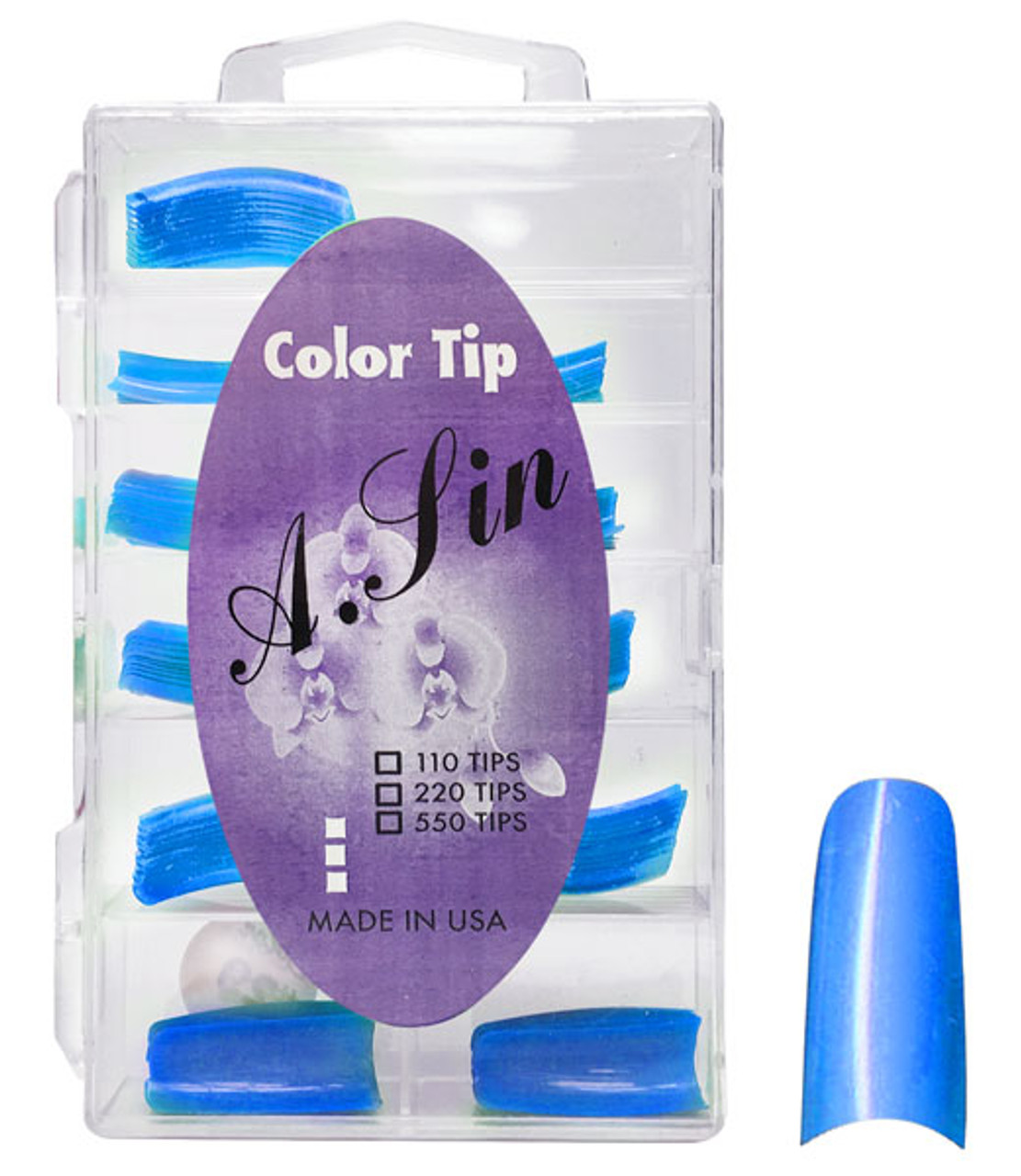 A. Sin Assorted Color Nail Tips Clear Dk Blue - 110ct # 28