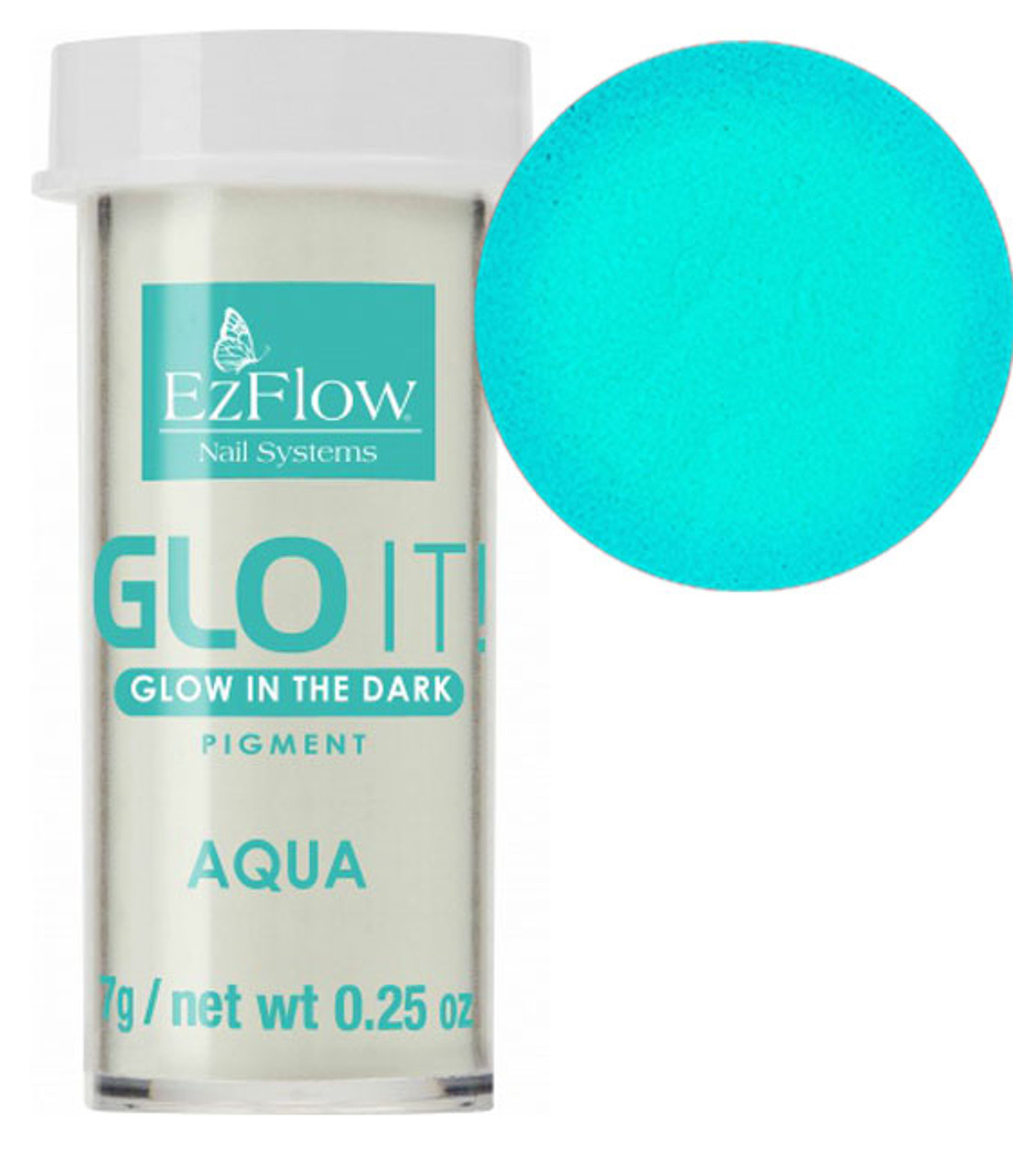 EzFlow Nail Systems GLO IT! Glow in the Dark Pigments - Aqua 7g / 0.25 oz