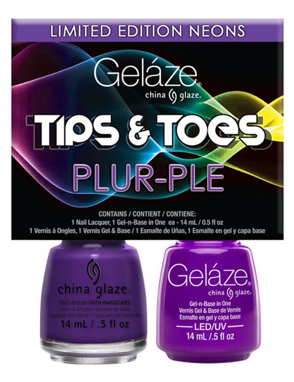 Gelaze Tip & Toes Kit - Gel Polish & Nail Lacquer Plur-ple .5 fl .Oz.